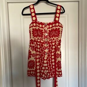 Farm Rio Red Palermo Sleeveless Romper Size Small